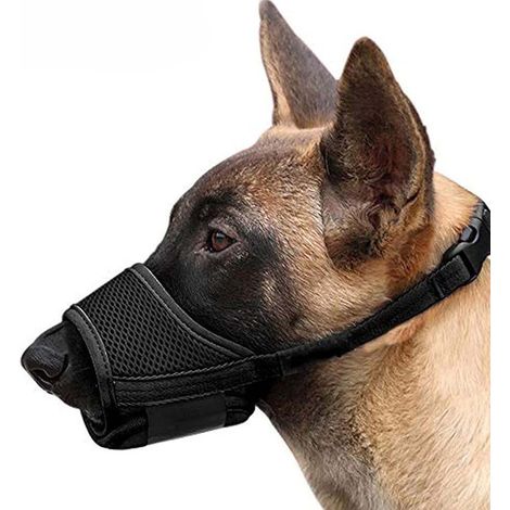 Muselière pour chien en maille souple et respirante, réglable et flexible, anti-morsures, pour chiens de grande, moyenne et petite taille, noire, XL
