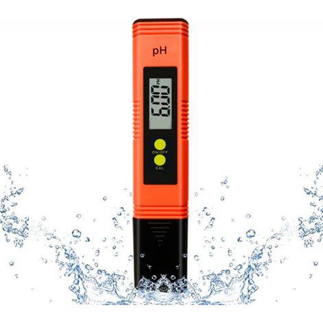 pH-mètre numérique 4 en 1 avec écran LCD, haute précision (résolution de 0,01), testeur de qualité de l'eau pour eau potable, piscines, aquariums et hydroponie, orange (1/5)