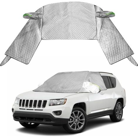 Housse de pare-brise de voiture pour berline 2 portes 3 boîtes Berline, pare-soleil de fenêtre avant avec housse de rétroviseur latéral, protection contre la neige et le gel (argent, SUV) (1/5)