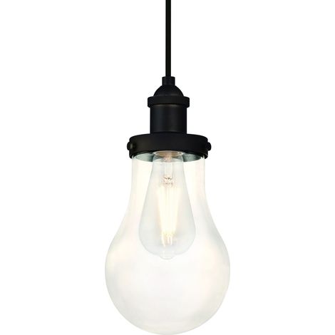 Suspension Goutte Bronze et Verre Clair