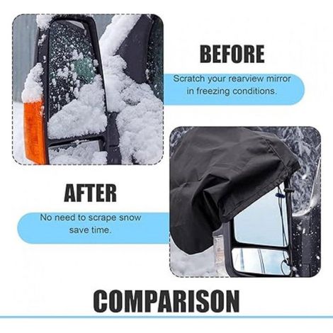 Lot de 2 housses de rétroviseurs extérieurs - Protection antigel - Tissu Oxford 420D - Universelle - Imperméable - Noir - 33 x 27 cm (1/3)