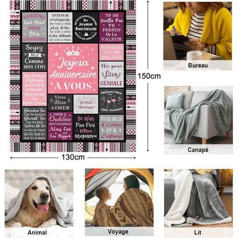 Couverture - Flanelle Microfibre Polyester 130 x 150 cm - Pour Canapé Lit ou Salon - 1 Pièce (1/5)
