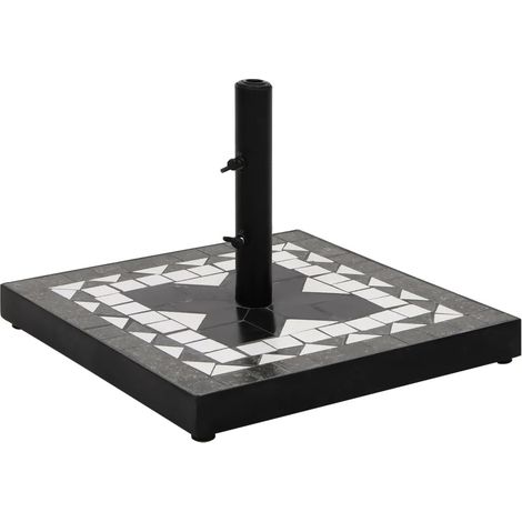Base de parasol carrée robuste ajustable 40 x 40 x 28 cm en fer noir (1/5)