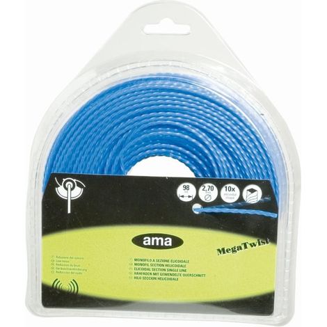 Fil de débroussailleuse - Fil nylon de coupe - Monofil section hélicoïdale ø 2.4mm x 59 mètres "Megatwist" (1/2)