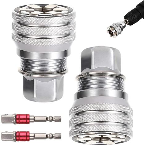 Jeu de 2 clés à douille, clé à cliquet réglable de 10 mm 19 mm avec manchons et tiges, idéal pour le couple cliquet d'entraînement 3/8 pouces et la perceuse électrique, douille réglable (1/5)