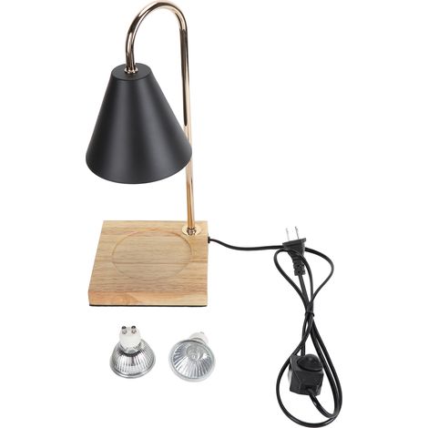 Ortviai Lampe chauffe-cire réglable avec base en chêne – design élégant, noir, pour salon, chambre ou bureau (1/5)