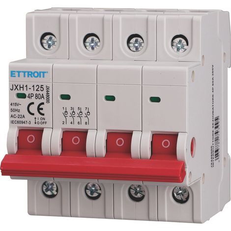 ETTROIT Lasttrennschalter für DIN-Schienenmontage, 4P, 80 A, 415 V – JX448000