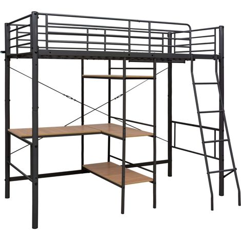 Maison Exclusive - Etagenbett mit Tischrahmen Grau Metall 90x200