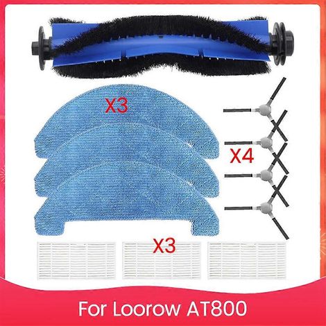 Filtre pour aspirateur brosse pour aspirateur Filtre de brosse pour aspirateur Filtres Kit de remplacement pour Loorow AT800 Aspirateur Cleaners Robot Aspirateur Cleaners Main Side Brosse HEPA Filtres (1/5)