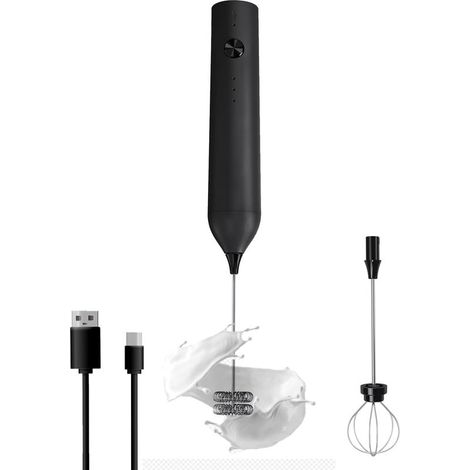 Mousseur à lait portatif, fouet électrique rechargeable de type C, mélangeur à café pour café, 3 vitesses de mélange, mini mélangeur (1/5)