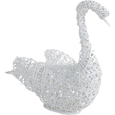 Cigno in vimini bianco, 80x35x83 cm