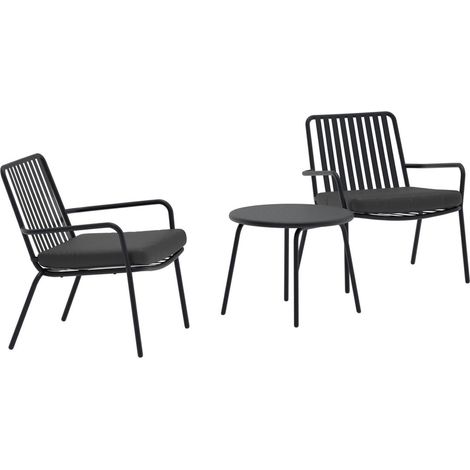 Salon de Jardin 3 Pièces "Mykonos" 68cm Noir (1/3)