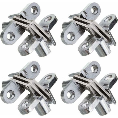 4 pièces Pliante Charnière cachée Croix charnières Charnière Alliage Zinc Invisible Charnières invisibles Charnière Porte Installation Facile pour porte pliante en bois et acier inoxydable (1/4)