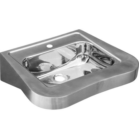 Lavabo mural pour handicapés 600x150x460 mm, inox brossé