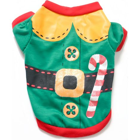T-shirt de Noël pour chien, vêtements pour animaux de compagnie, Père Noël vert, XS SML, Bichon ours en peluche Poméranien XS Vert Jaune Noël (1/4)