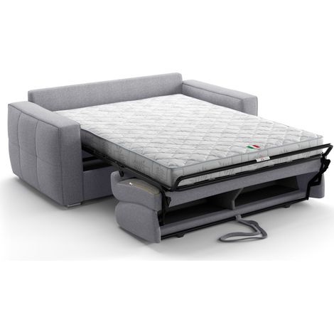 Canapé convertible express - 3 places - SQUARE - Tissu Gris clair - 200 x 105 x 90 cm (1/3)