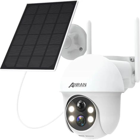 ANRAN Cámara de vigilancia exterior 2K HD 3MP Panel Solar exterior inalámbrica Detección PIR Compatible con Alexa y Google Home, Q01