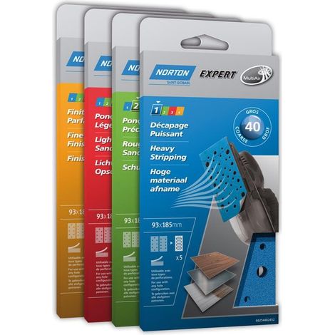 Norton Expert Schleifpapier 93x185mm K80 5er VE Gelocht / Multi-Air