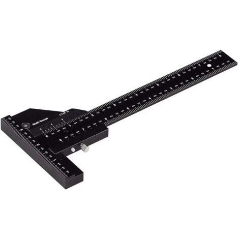 Carpenter Ruler, Multifunctional Woodworking Scribing Ruler, T-Shaped Aluminum Ruler, Scribing Tool, Measuring 0-280mm, Measuring Accuracy Up to 0.02mm (1/4)