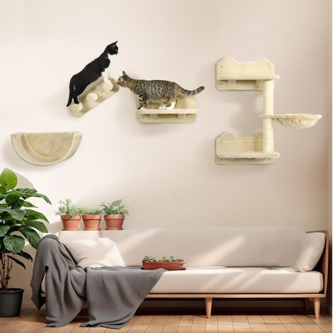 Wand-Kratzbaum 4-teilig beige aus Spanplatte HAVRYA (1/4)