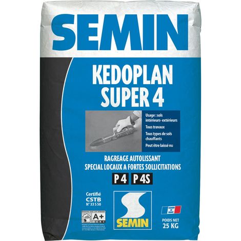 Semin – Enduit de ragréage autolissant P4 intérieur – Application jusqu'à 30 mm – Pompable – Sac 25 kg (1/6)