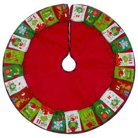 92cm Jupe d'arbre de noël Grinch, calendrier de noël, compte à rebours, sac cadeau, décoration pendentif d'arbre de noël (1/3)