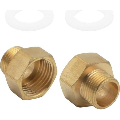 2 adaptateurs gaz laiton 1/2" vers 3/8" pour cuisinières (1/5)