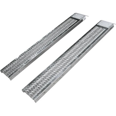Rampes de Chargement, Lot de 2 rampes de Chargement Acier pour Quad, Tracteur Tondeuse - 400kg de Charge maximale - 1500 x 220 x 50mm - Livrée avec 2 Sangles d'arrimage + visserie (1/5)