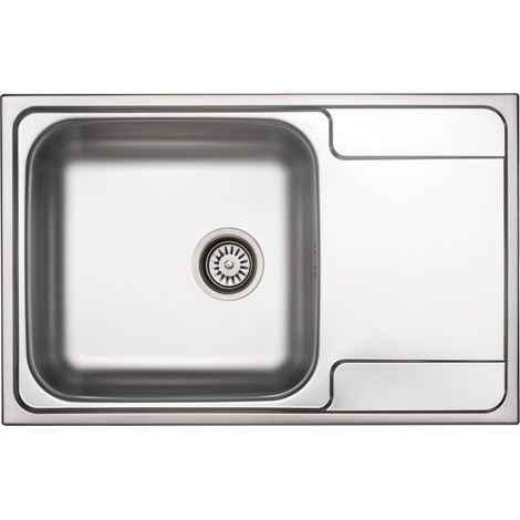 Einbauspülbecken Chrom eckig 79 cm Edelstahl mit Abtropffläche "Soul" (1/3)