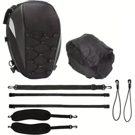 Sacoche de selle arrière moto - Grande capacité - Moto - Camping - Voyage - Noire (1/5)