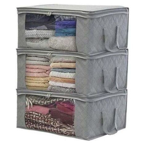 QORVA-Sac De Range Boite De Rangement Vetement Pliable Vetement Sous Lit 48 x 35 x 20 cm coleur de Gris Bac de rangement (1/4)