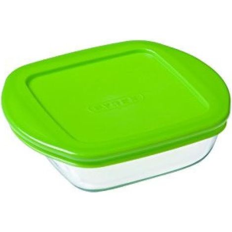 Pyrex - Recipiente quadrato per conservare gli alimenti, con coperchio, in vetro, 20 x 17 x 5,5 cm, 0,3L (1/4)