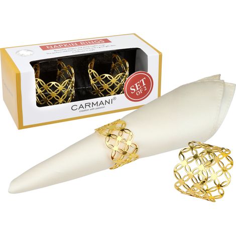 Set di 2 anelli portatovaglioli, anelli traforati, portaoggetti decorativi dorati