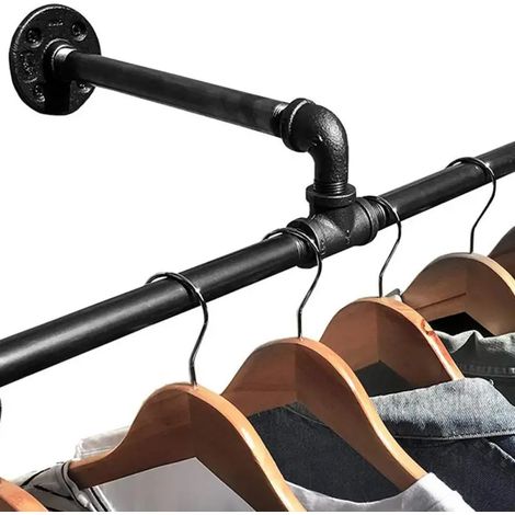 Porte-vêtements de style industriel porte-manteau mural en multifonctionnel bricolage-Nécessite un perçage Fer (1/4)