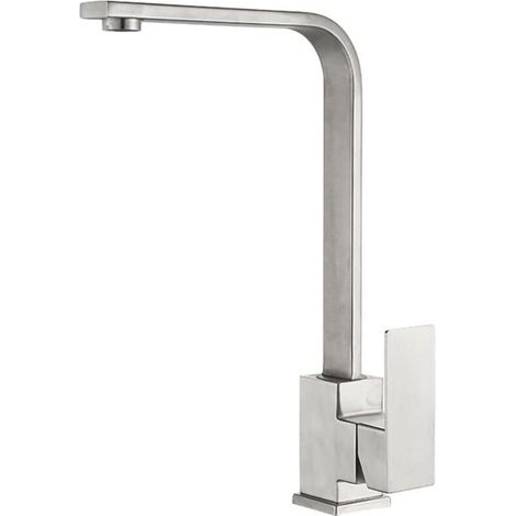 Robinet de cuisine carré à bec haut - Robinet mitigeur d'évier de cuisine (brossé) (1/3)