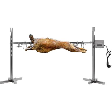 Tourne Barbecue Rôtissoire 20 W, Entièrement Automatique électrique Grill, Rôtisserie Électrique Charge 40 kg, Réglable en Hauteur Barbecue à Cochon de Lait BBQ, Tige de filage 53 in
