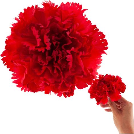 CV31484-6 Tête de fleur d'œillet artificielle rouge pour décoration (1/5)