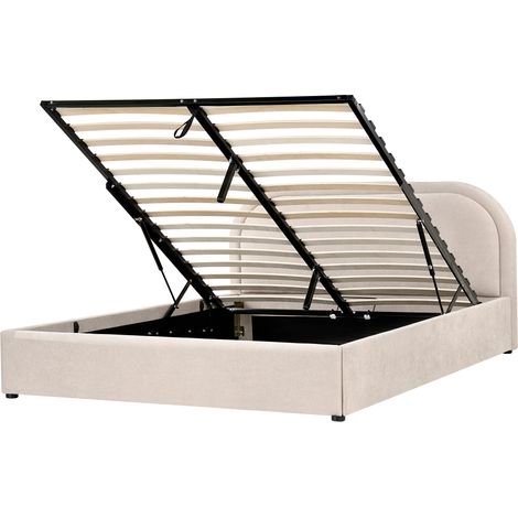 Cama moderna con almacenaje de tela beige 160 x 200 cm Quillien (1/5)