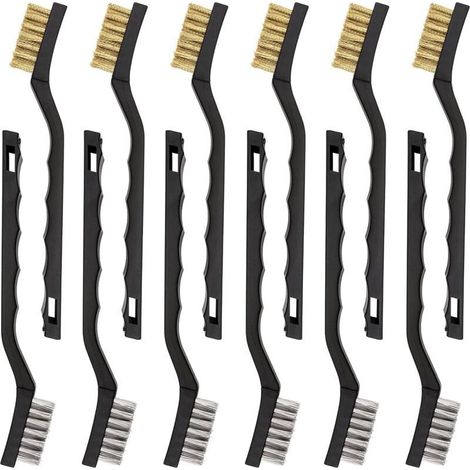 Lot de 12 mini brosses métalliques en acier inoxydable et laiton Ulisem (1/4)