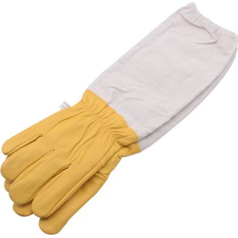 Guanti da apicoltura – Guanti protettivi contro api e vespe – Maniche extra lunghe – Unisex – Giallo/Bianco - XL (1/2)