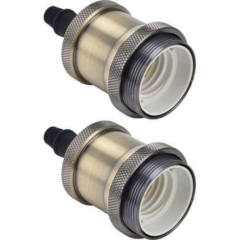 Douille Vintage en Aluminium Rétro - 2 Pièces pour Ampoules E26/27 - Accessoires DIY Vert Bronze (1/5)