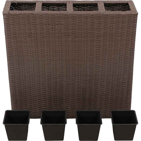 Jardinière, Pot de Fleurs d'extérieur, Lit surélevé de jardin avec 4 pots Résine tressée Marron OIB2625E