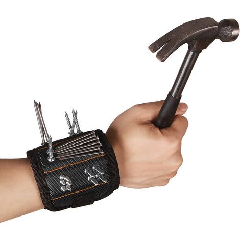 Taschengroßes magnetisches Armband – Werkzeugschlaufe – starker Magnet mit 5 Fächern – magnetisches Armband zum Aufheben von Werkzeugen (1/5)