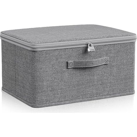 BAIFULAI Abschließbare Aufbewahrungsbox, 40 x 30 x 21 cm, Grau, mit Zahlenschloss, Stoff, stapelbar, wasserdicht, staubdicht, für Kleidung, Spielzeug und mehr (1/5)