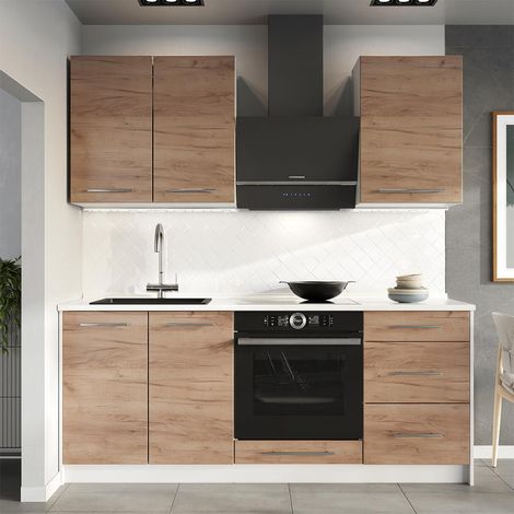 Cocina para solteros Fame-Line, Roble dorado/Blanco, 190 cm, ET Roble, Vicco (1/5)
