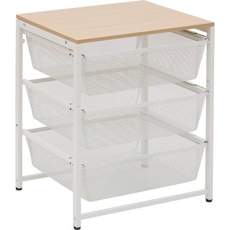 Colonna portaoggetti meshy rettangolare, altezza 72,5 cm, 3 cassetti, bianca - 5five (1/5)