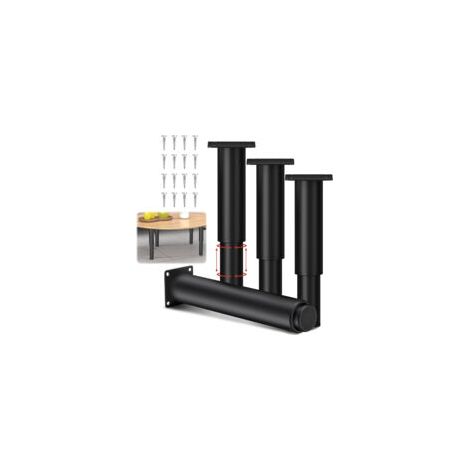 4 universelle Tischbeine aus Metall, 25–45 cm hoch, kein Bohren erforderlich, inklusive Montagezubehör, für verstellbare Möbel, Schraubbetten, Schränke, Sofas, Tische usw. (Schwarz) – Crezuo