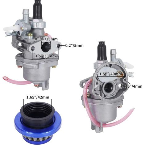 Filtro de aire de 42 mm, carburador de 13 mm, cable del acelerador, carburador PZ13 para mini ATV quad de 2 tiempos de 43 cc, 47 cc y 49 cc, moto de cross y mini moto. (1/3)