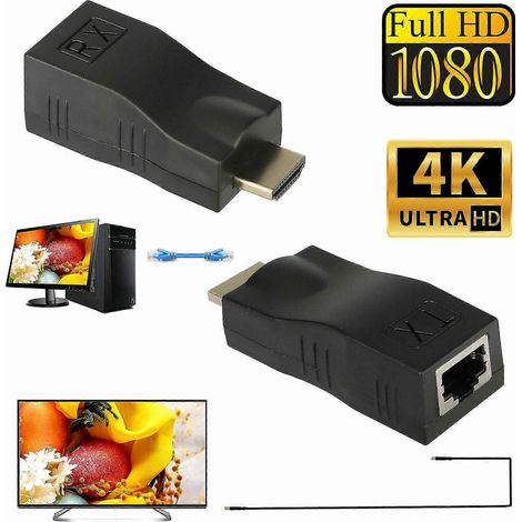 Deux prolongateurs HDMI 4K 1080P vers RJ45 via adaptateurs Ethernet LAN Cat 5e/6 (1/5)