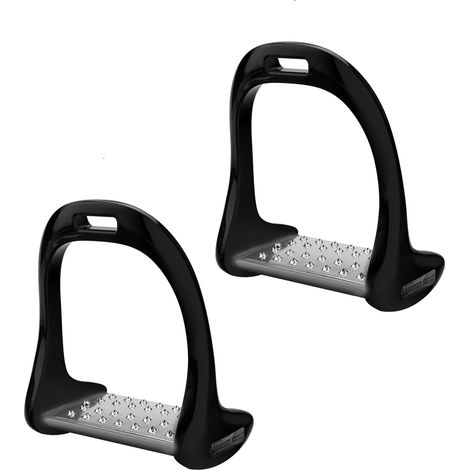 Étrier d'équitation en acier inoxydable antidérapant, selle en aluminium peinte en noir (1/5)